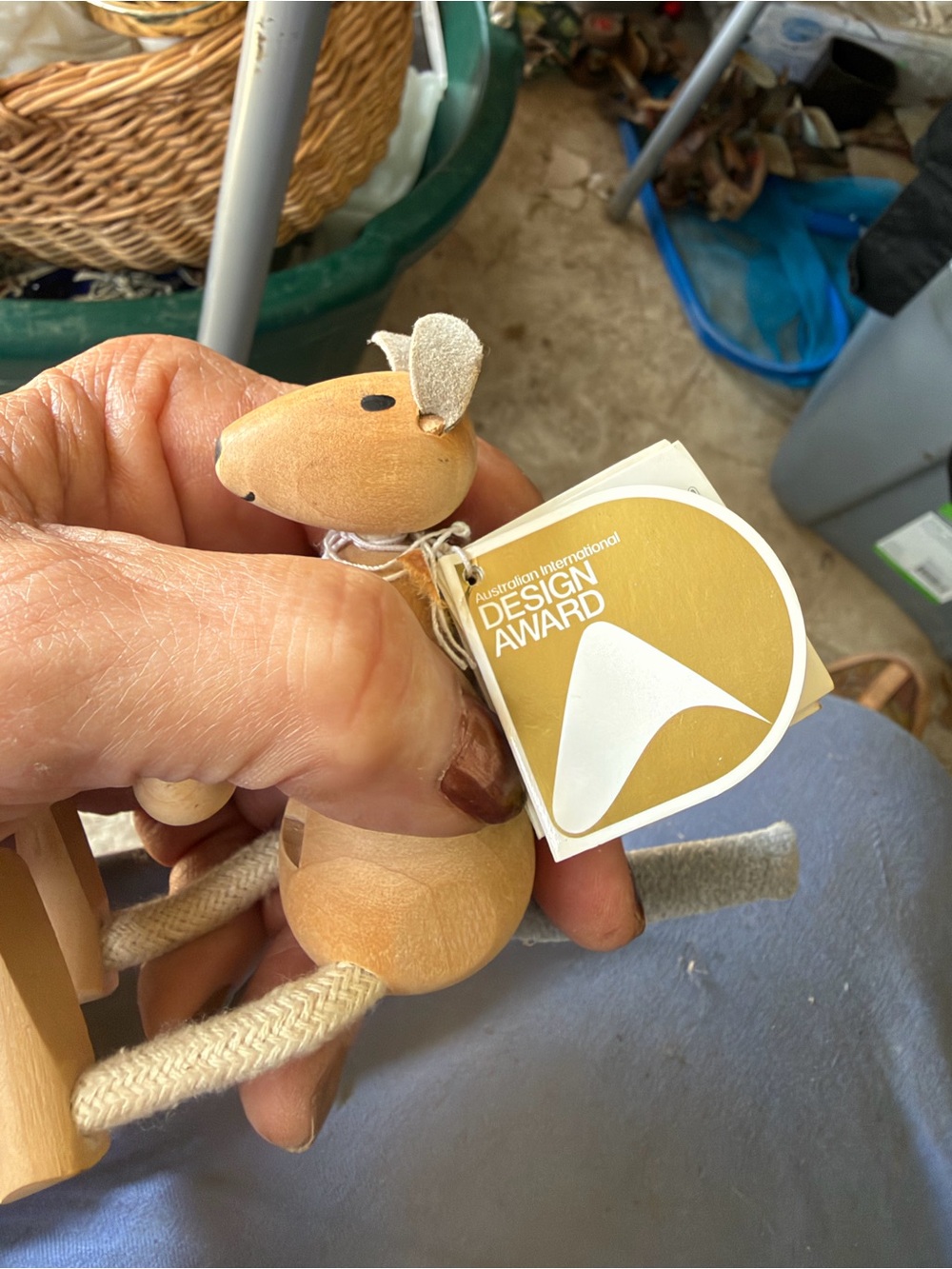 Russ Wooden Mouse Figurine - Beige and Cream